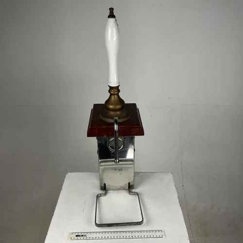 Period Wood Beer Pump with White Handle