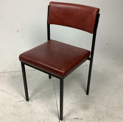 Period Stacking Burgundy / Brown Vinyl Chair