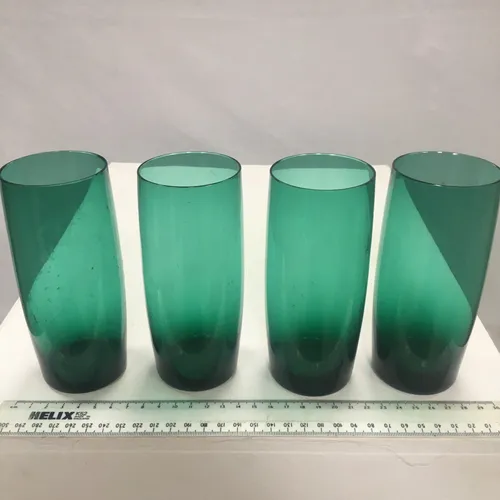 Set of 4 green glass tall tumblers