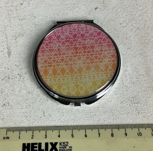 Pink and Yellow Patterned Compact Mirror