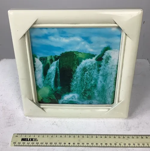 Light Up Waterfall Picture in White Plastic Frame