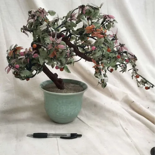 Small tree in light green pot ornament 