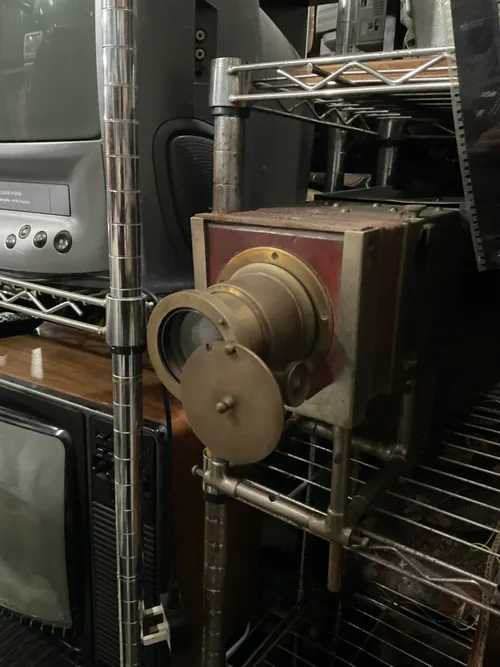 Brass and wood vintage camera