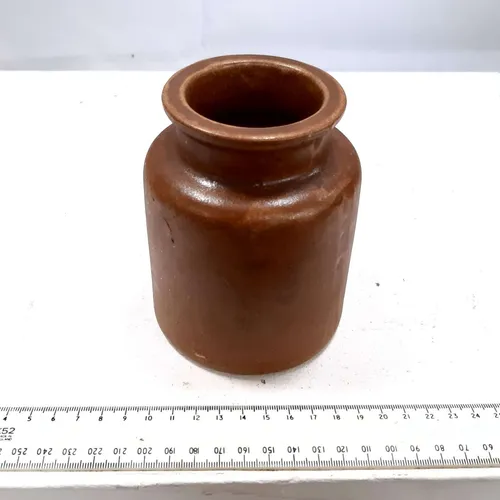 Small brown stoneware pot