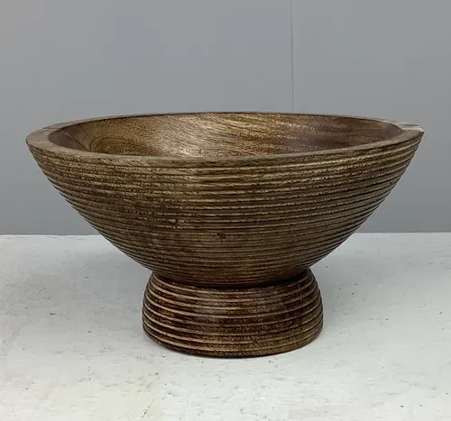 Wooden Ridged Bowl