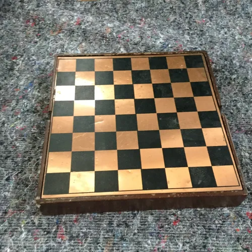 Wood with Metal Board Chess Set with Metal Pieces