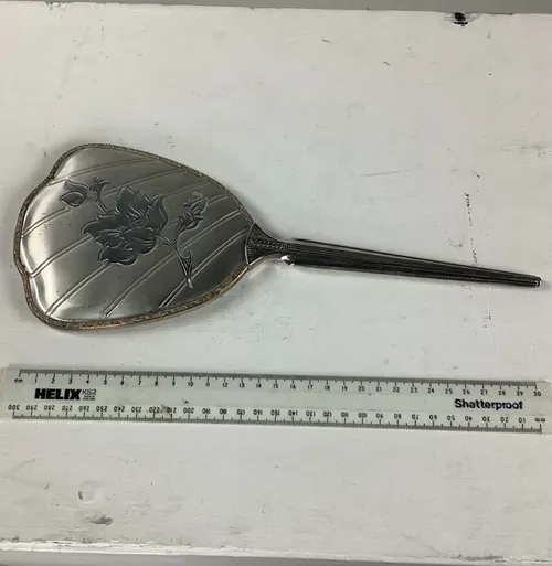 Silver Floral Hand Mirror