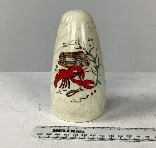 Cream Ceramic Pepper Shaker with Lobster Print
