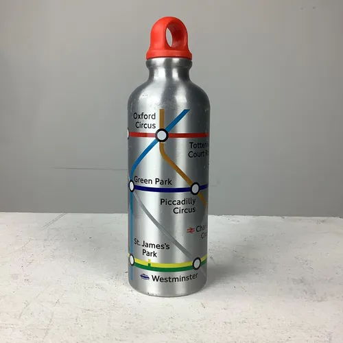 Steel and Colourful London Underground Map Water Bottle