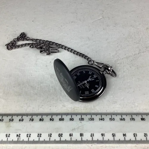 Black Royal Navy Pocket Watch On Chain