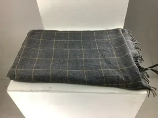 Grey Blanket with Yellow Square Pattern