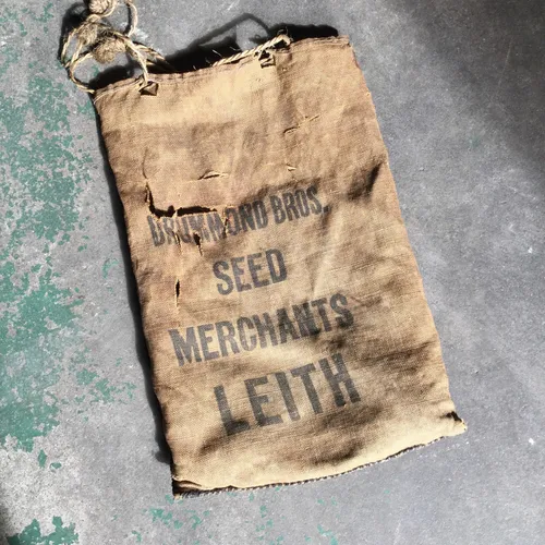 Period Small Hessian Sack with Black Text