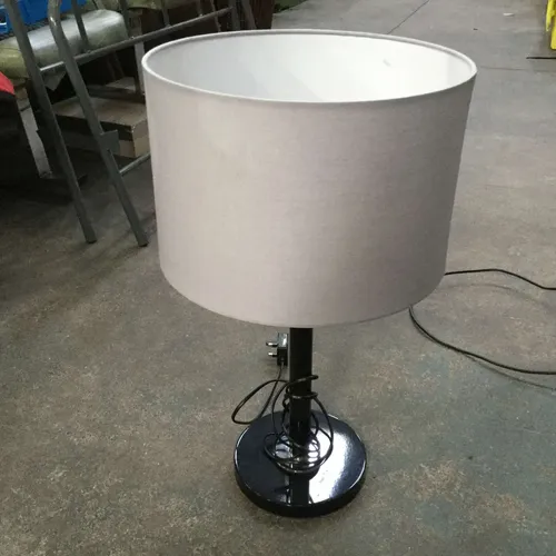 Black Table Lamp with Grey Lampshade