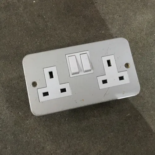 Silver and White Double Plug Socket