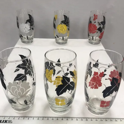 Set of 6 floral design Highball Glass