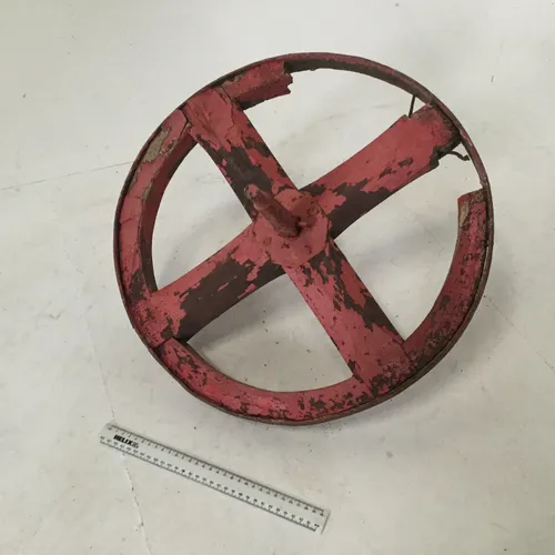 Period Red Rustic Wood with Metal Rim Wheel