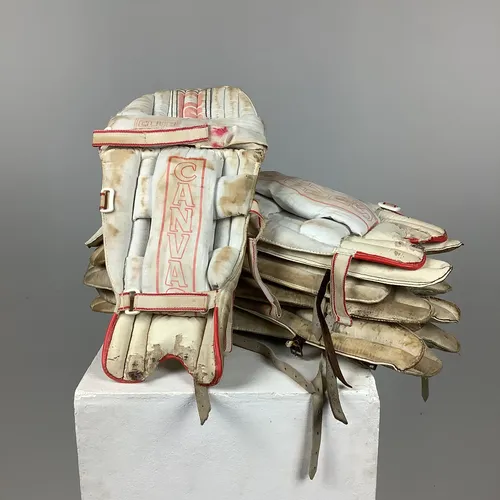 Canvas White and Red Cricket Batting Pad