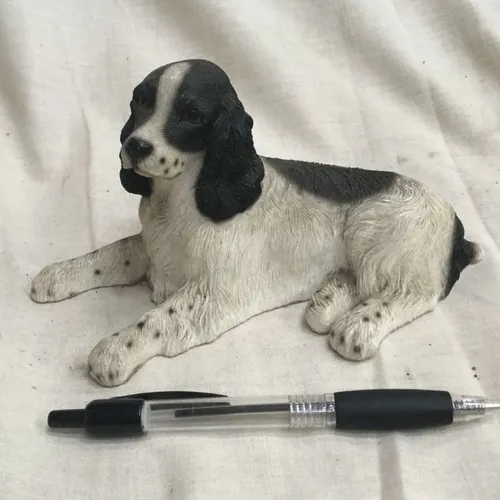 Black and white spaniel dog ornament 