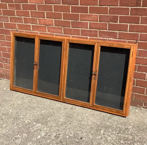 Period Wooden Frame Notice / Pin Board with Glass Doors