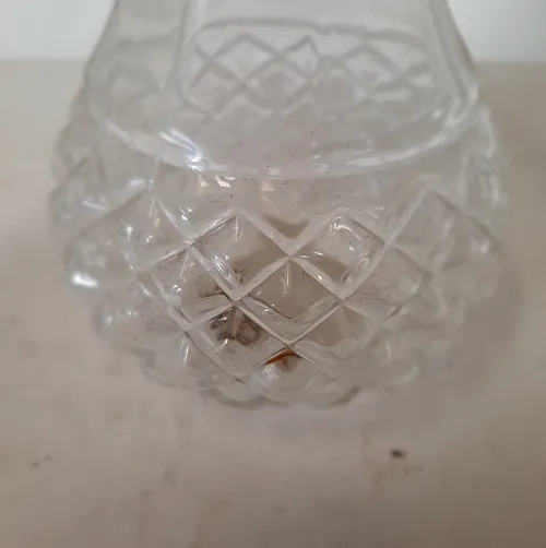 Small clear cut glass vase