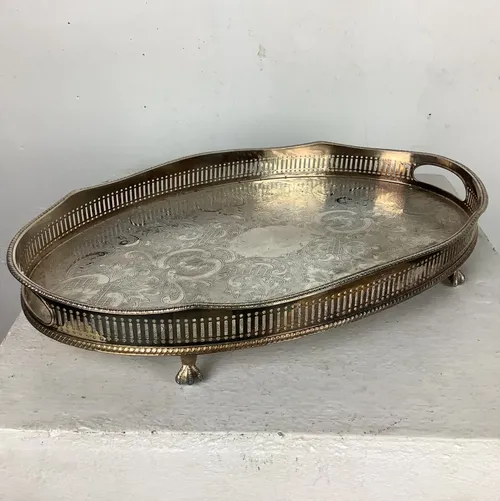 Silver Serving Tray on Feet L41.5cm