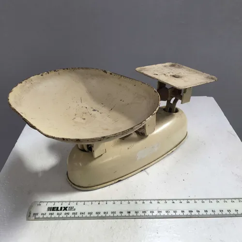 Period Aged Cream Metal Kitchen Scales