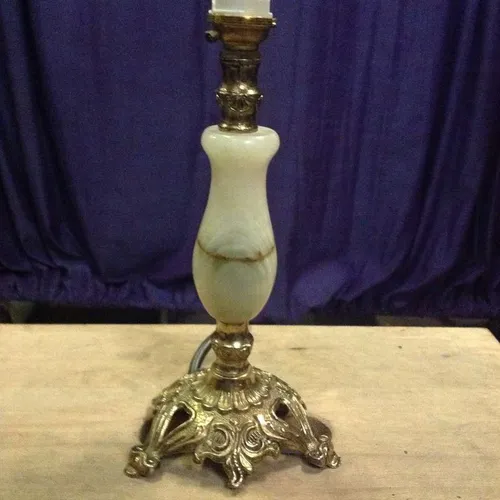alabaster stick lamp base with brass bottom