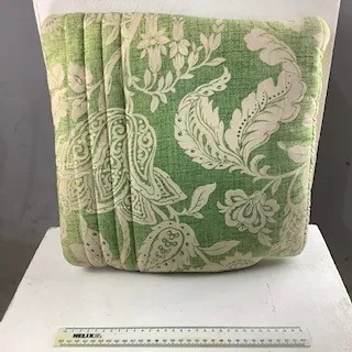 Green and Cream Patterned Square Cushion