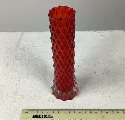 Red Glass Textured Candlestick