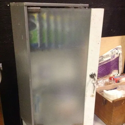 wall mounted medicine cabinet with frosted glass door