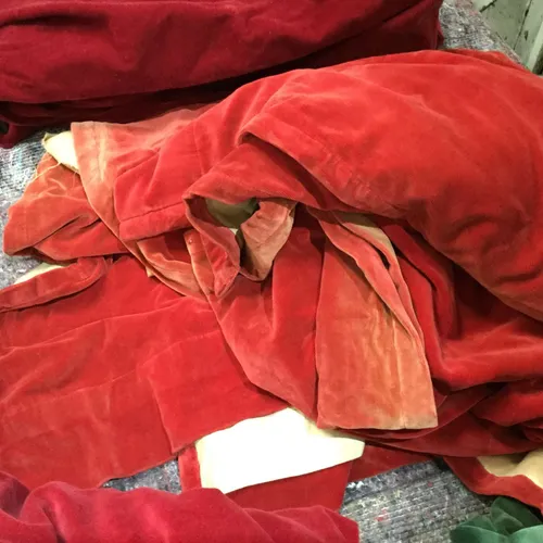 Red/orange velvet curtains