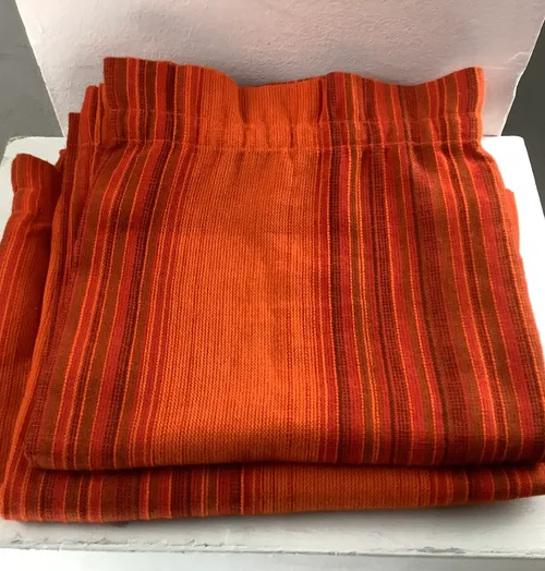 Period Pair Orange and Red Striped Curtains