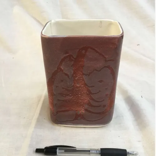 Red rectangular vase