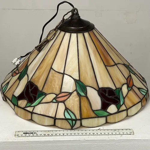 Tiffany Brown Glass Ceiling Light and Shade with Floral Pattern