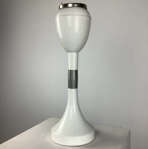 Period Free Standing White and Silver Chrome Ashray