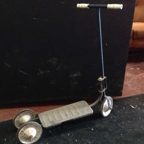 blue and silver metal childrens' scooter