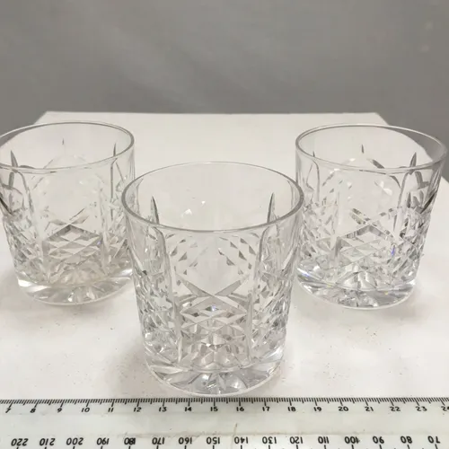 Set of 3 Cut Glass Crystal Whisky Glass 03