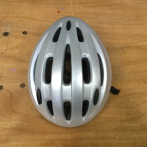 Silver bike helmet