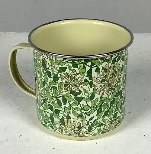 Green and Cream Metal Mug