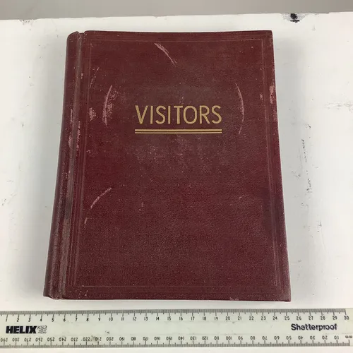 Period Worn Red Leather Visitors book