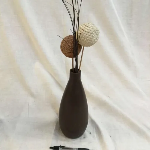 Brown Ceramic Vase with Assorted Decoration