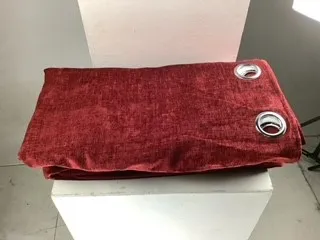 Red Crushed Velvet Eyelet Curtains