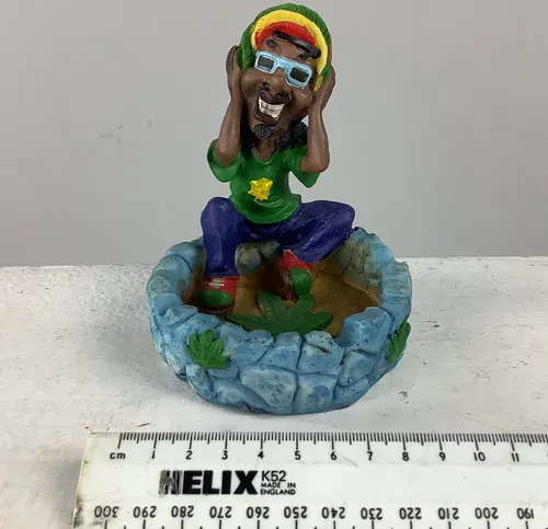 Colourful Blue Ash Tray with a Sitting Figurine