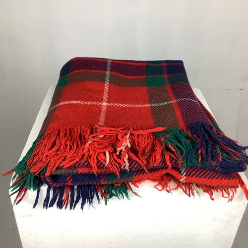 red green cream blue wool tartan blanket throw fabric softs