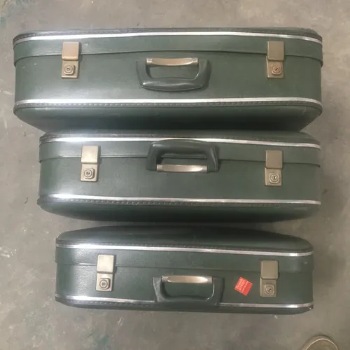 Set of 2 Period Dark Green Suitcase with Silver Trim