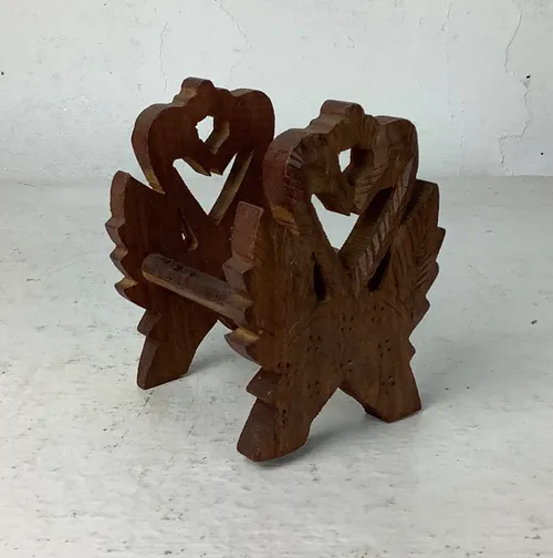 Small Wooden Double Swan Bird Book Rest / Napkin Holder