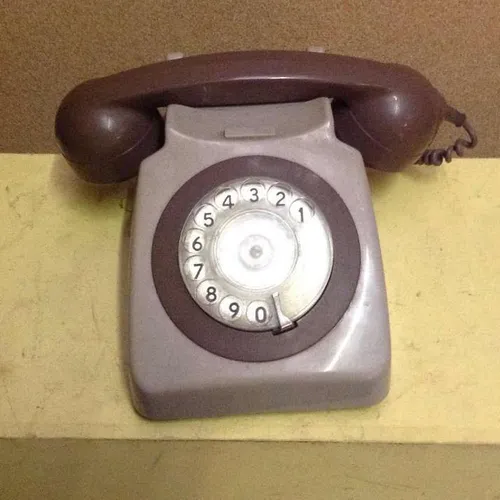 two tone brown GPO corded rotary dial telephone