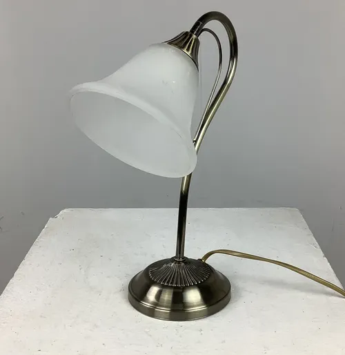 Pair of Brass Table Lamps with Frosted Glass Shade