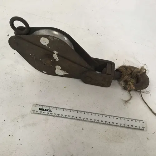 Period Aged Steel Ships Rope Pulley Block with Hook