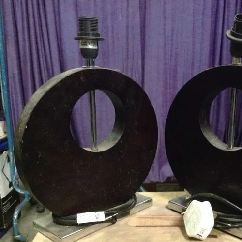 brown wooden circular table lamp base